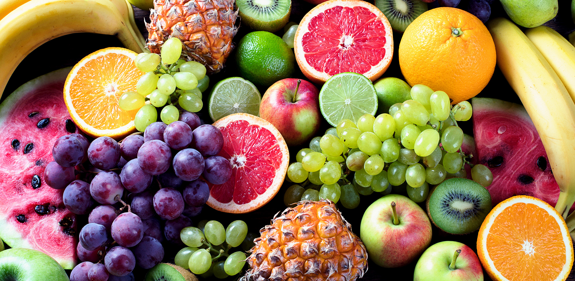 Organic fruits. Healthy eating concept. Top view